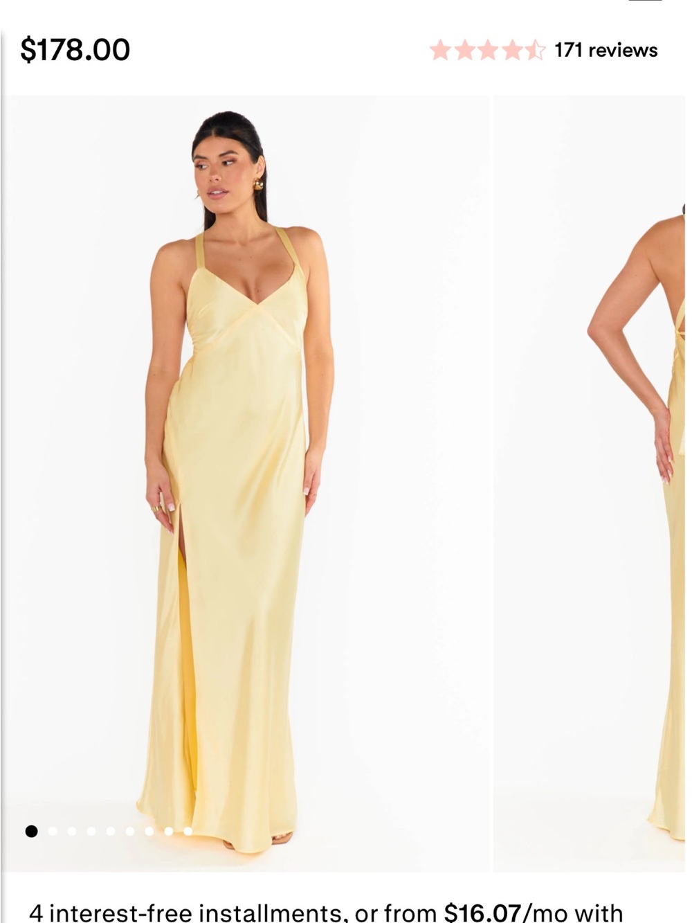 NWT Show Me Your Mumu Anderson Maxi Dress – Pale Yellow Luxe Satin – Size Small